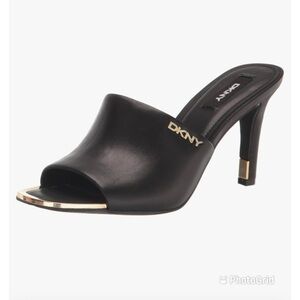 DKNY Black Peep Toe Mules